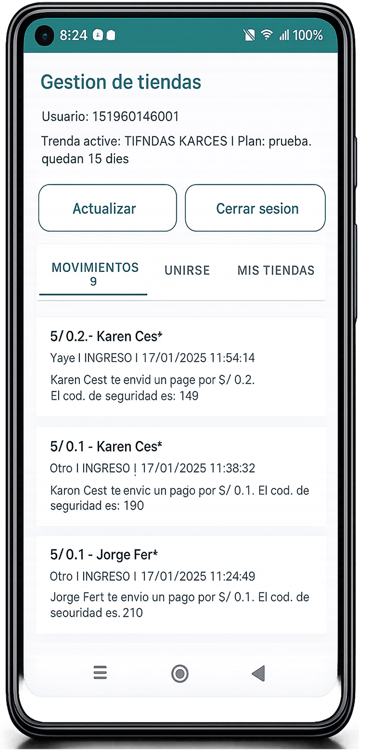 Pantalla mostrando temas de ntfy únicos para cada empleado
