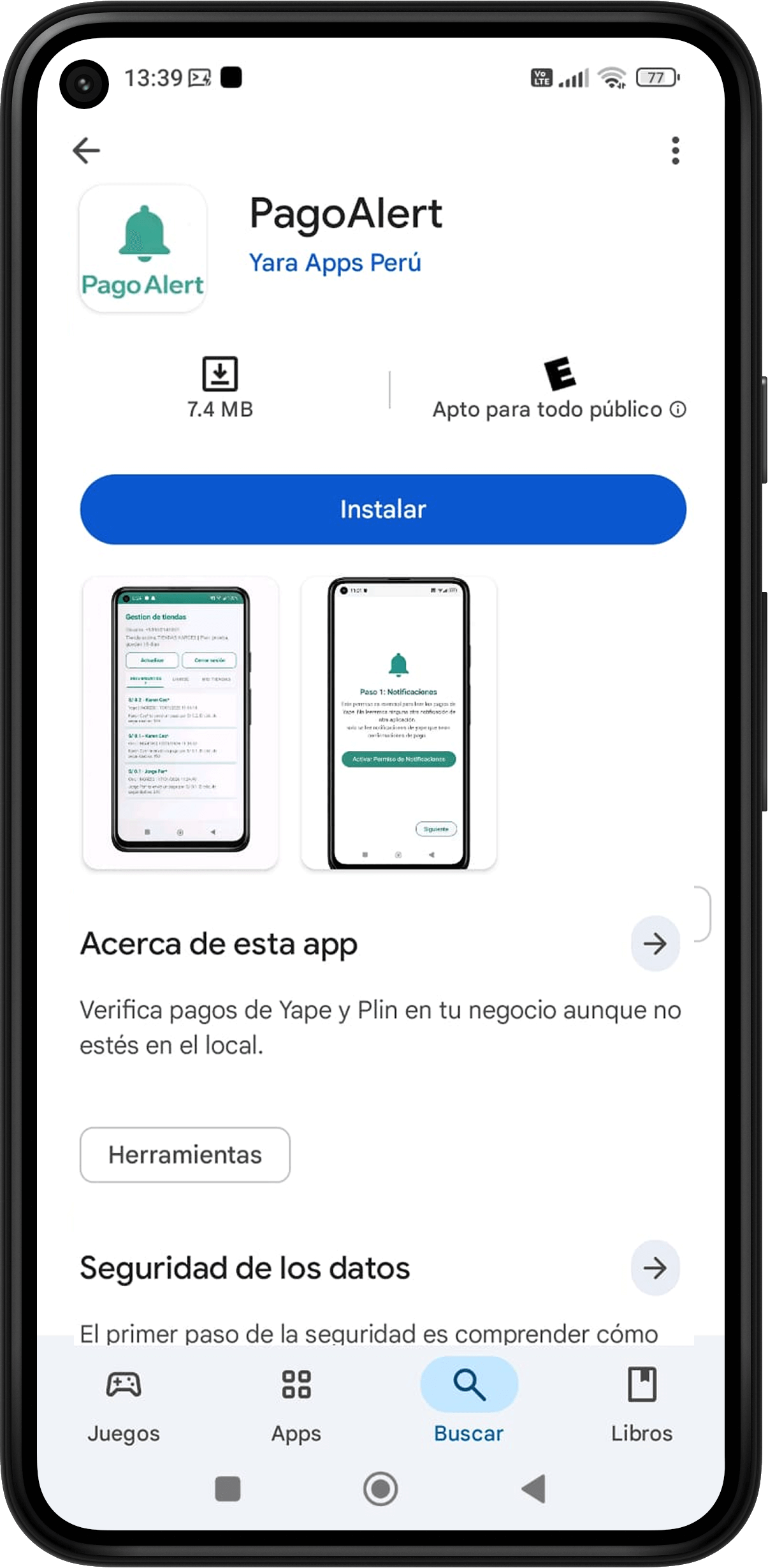 App Store mostrando la aplicación ntfy para iOS