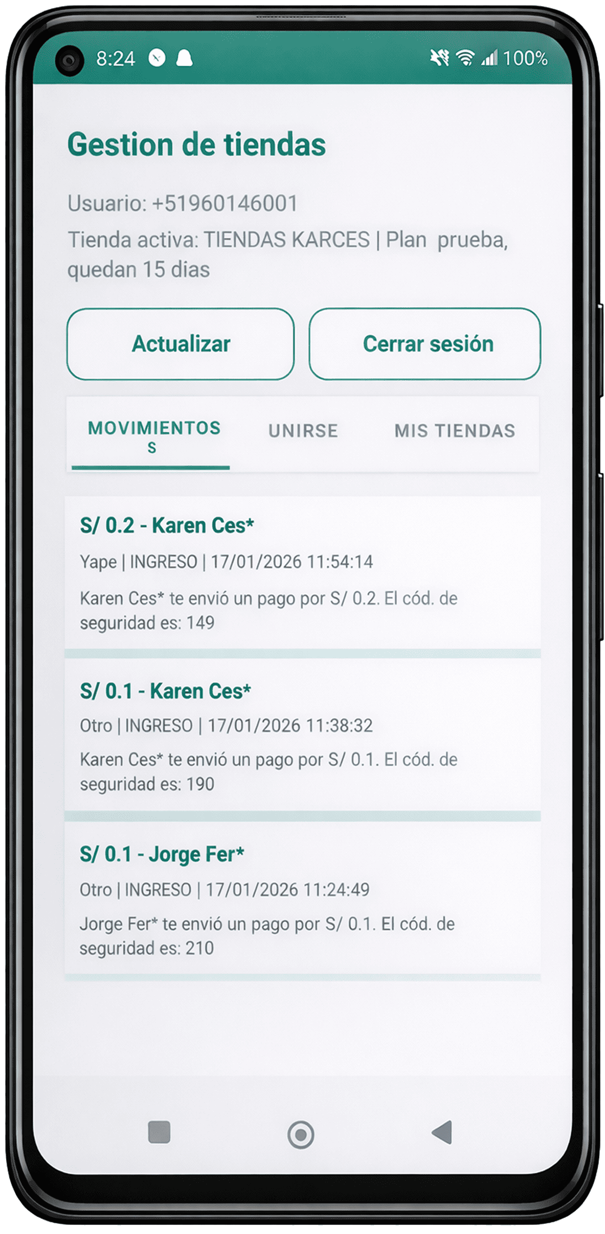 Pantalla principal de la aplicación PagoAlert mostrando el dashboard de administración